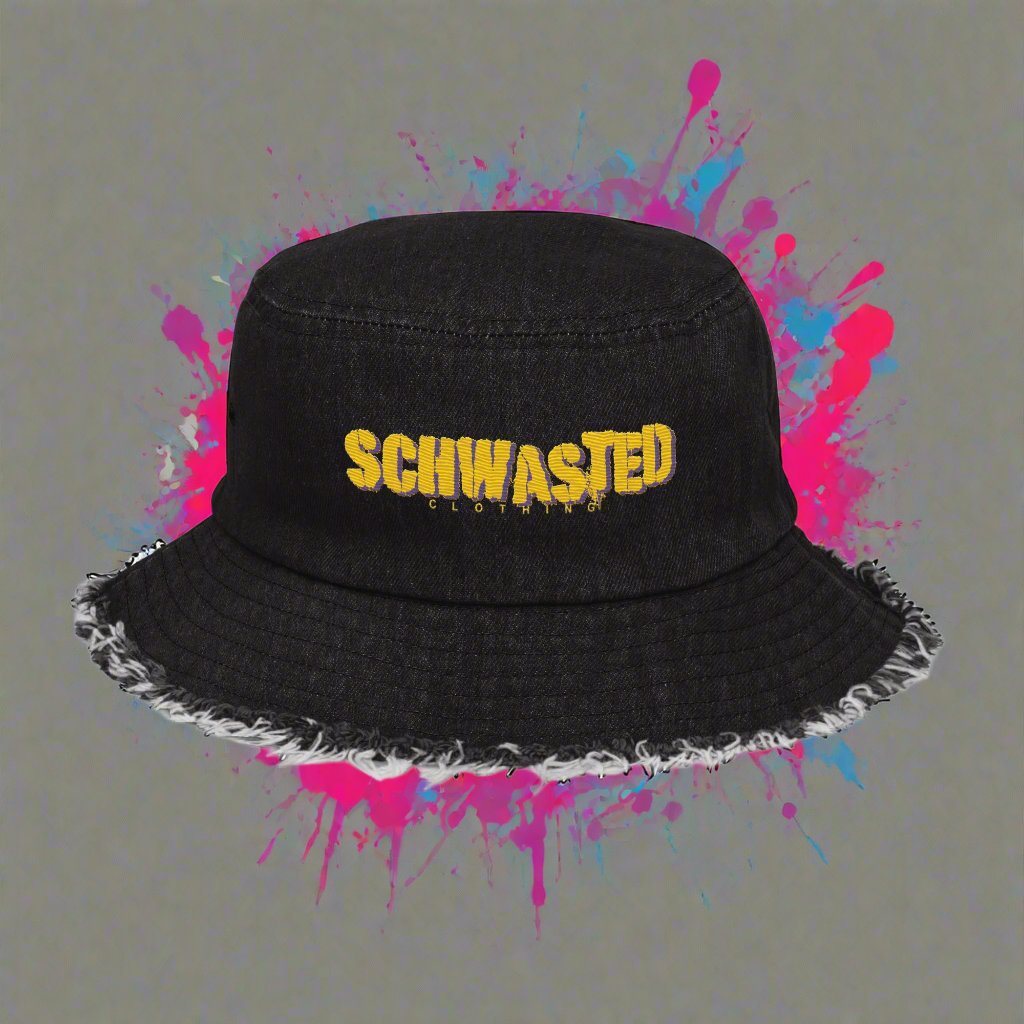 Schwasted Distressed denim bucket hat